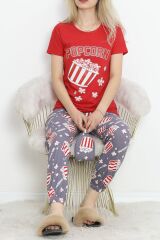 Paça Lastikli Pijama Takımı Kırmızı - 18736.1567.