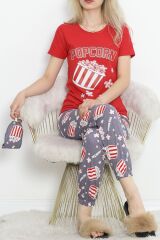 Paça Lastikli Pijama Takımı Kırmızı - 18736.1567.