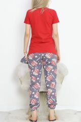 Paça Lastikli Pijama Takımı Kırmızı - 18736.1567.