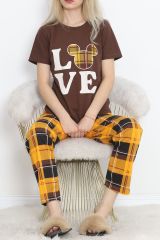 Desenli Pijama Takımı Kahve - 18735.1567.