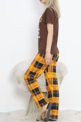 Desenli Pijama Takımı Kahve - 18735.1567.