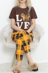 Desenli Pijama Takımı Kahve - 18735.1567.