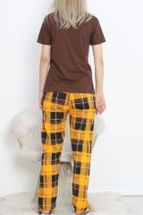 Desenli Pijama Takımı Kahve - 18735.1567.