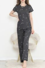 Desenli Pijama Takımı Siyahyeşil - 130.1287.