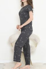 Desenli Pijama Takımı Siyahyeşil - 130.1287.