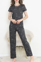 Desenli Pijama Takımı Siyahyeşil - 130.1287.