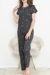 Desenli Pijama Takımı Siyahyeşil - 130.1287.