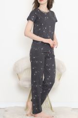 Desenli Pijama Takımı Siyahyeşil - 130.1287.