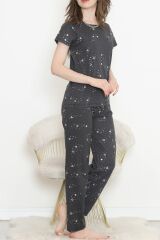 Desenli Pijama Takımı Siyahyeşil - 130.1287.