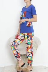Paça Lastikli Pijama Takımı Saks - 18736.1567.