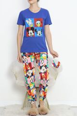 Paça Lastikli Pijama Takımı Saks - 18736.1567.