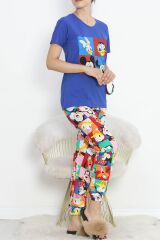 Paça Lastikli Pijama Takımı Saks - 18736.1567.