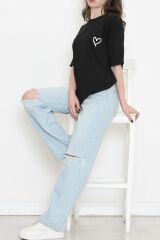 Baskılı Oversize Tişört Siyah - 16515.1567.