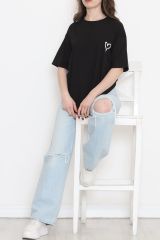 Baskılı Oversize Tişört Siyah - 16515.1567.