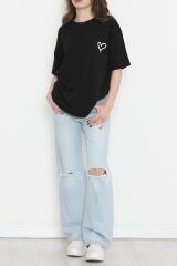 Baskılı Oversize Tişört Siyah - 16515.1567.