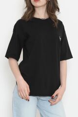 Baskılı Oversize Tişört Siyah - 16515.1567.