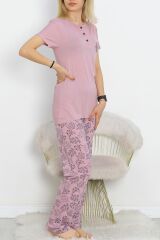 Düğmeli Pijama Takımı Gülsiyah - 704.1287.