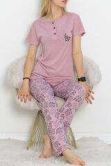 Düğmeli Pijama Takımı Gülsiyah - 704.1287.
