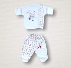 Kıvırcık Kuzu Nakışlı %100 Cotton Antibakteriyel 10lu Zıbın Takımı Hastane Çıkışı