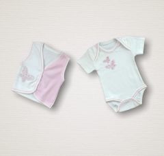 Uçan Kelebekler Nakışlı %100 Cotton Antibakteriyel 10lu Zıbın Takımı Hastane Çıkışı