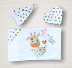 Love Zürafa Nakışlı %100 Cotton Antibakteriyel 10lu Zıbın Takımı Hastane Çıkışı