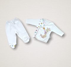 Love Zürafa Nakışlı %100 Cotton Antibakteriyel 10lu Zıbın Takımı Hastane Çıkışı