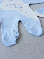 0-3 3-6 Ay Lucky Baby Nakışlı Es Çizgi Boy Şapkalı Erkek Bebek Tulumu