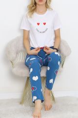 Desenli Pijama Takımı Beyazlaci1 - 18735.1567.