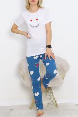Desenli Pijama Takımı Beyazlaci1 - 18735.1567.