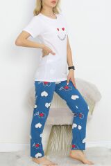 Desenli Pijama Takımı Beyazlaci1 - 18735.1567.