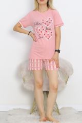 Kısa Kol Şortlu Pijama Takımı Pembe - 18956.1567.