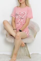 Kısa Kol Şortlu Pijama Takımı Pembe - 18956.1567.