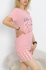 Kısa Kol Şortlu Pijama Takımı Pembe - 18956.1567.