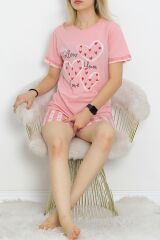 Kısa Kol Şortlu Pijama Takımı Pembe - 18956.1567.