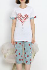 Kaprili Pijama Takımı Beyazmint - 18952.1567.