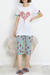 Kaprili Pijama Takımı Beyazmint - 18952.1567.