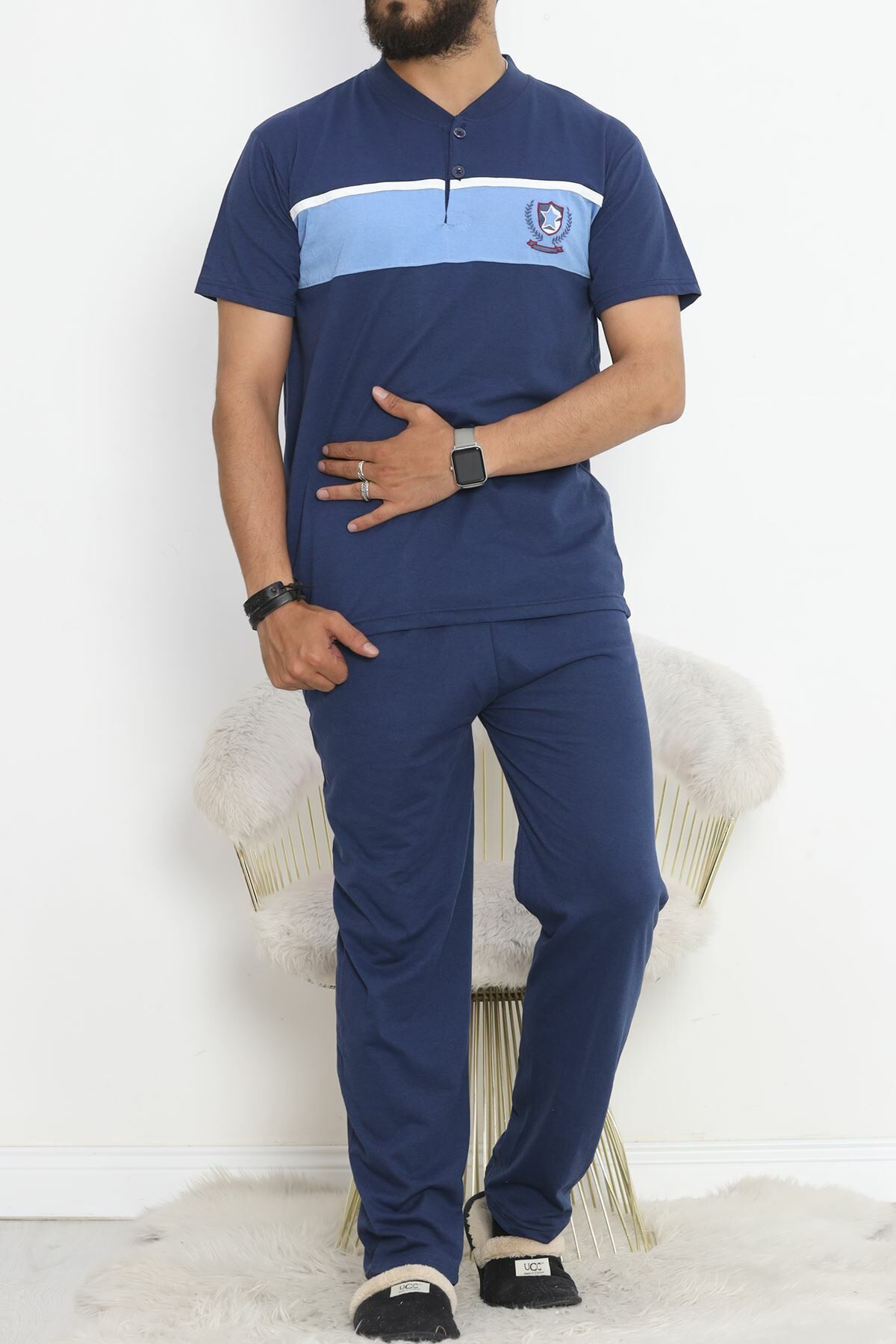 Erkek Pijama Takımı Mavilaci - 985.1838.