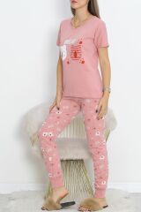 Desenli Pijama Takımı Pudra1 - 18964.1567.