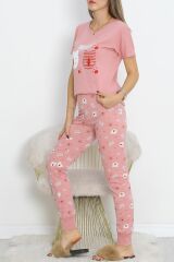 Desenli Pijama Takımı Pudra1 - 18964.1567.