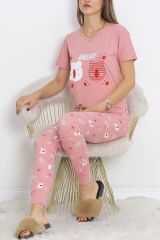 Desenli Pijama Takımı Pudra1 - 18964.1567.