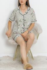 Düğmeli Şortlu Pijama Takımı Açıkyeşil - 18944.1567.