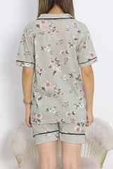 Düğmeli Şortlu Pijama Takımı Açıkyeşil - 18944.1567.