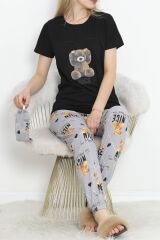 Paça Lastikli Pijama Takımı Siyahkahve - 18736.1567.