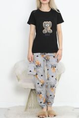 Paça Lastikli Pijama Takımı Siyahkahve - 18736.1567.