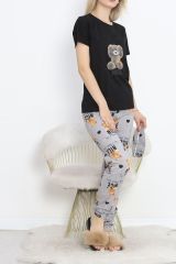 Paça Lastikli Pijama Takımı Siyahkahve - 18736.1567.