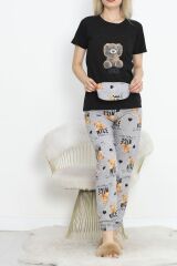 Paça Lastikli Pijama Takımı Siyahkahve - 18736.1567.