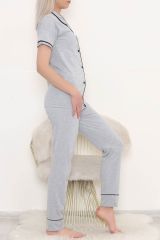 Önü Cepli Pijama Takımı Gri - 11404.1048.
