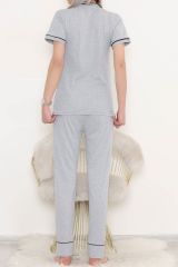 Önü Cepli Pijama Takımı Gri - 11404.1048.