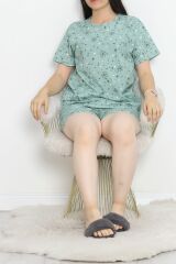 Rotasyon Baskılı Battal Pijama Takımı Suyeşili - 391.1287.