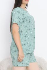 Rotasyon Baskılı Battal Pijama Takımı Suyeşili - 391.1287.